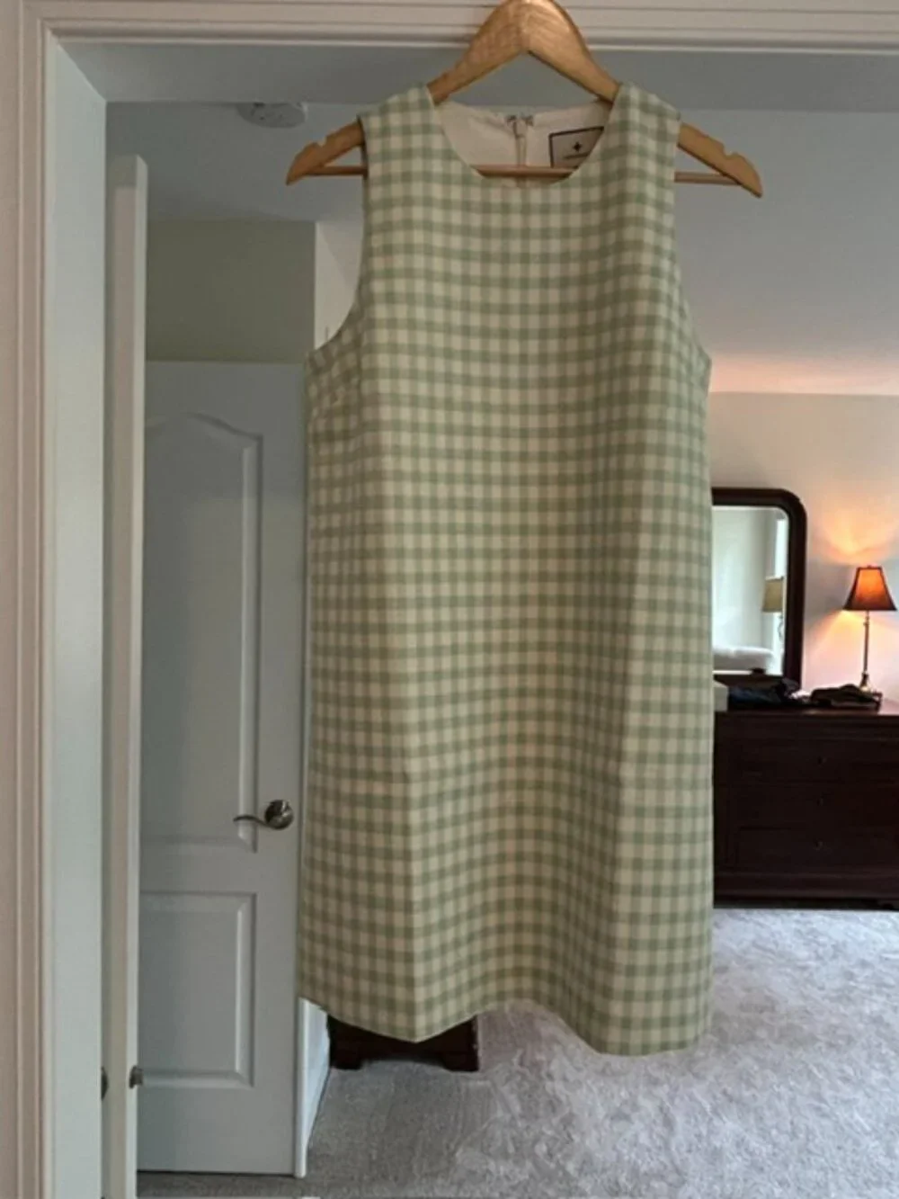 Tuckernuck Julep Gingham Sconset Dress NWT Medium Green White Shift Dress - Picture 6 of 6